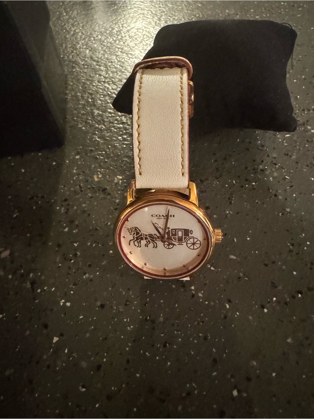 Authentic Coach Women's Grand White Leather Strap Rose Gold-Tone Coach Watch